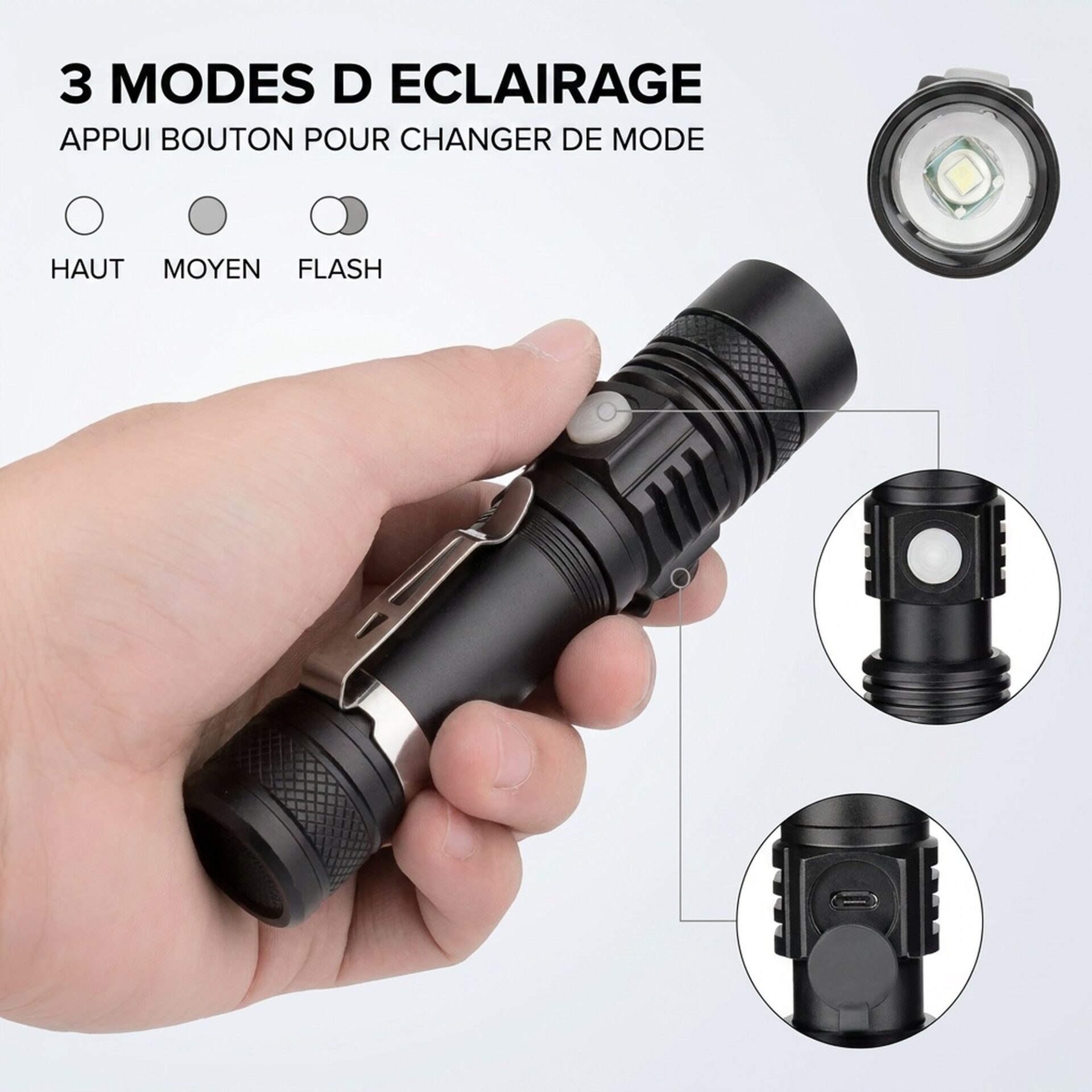 | Lampe de Poche Lampe de poche LED 800 Lumen – Image 4