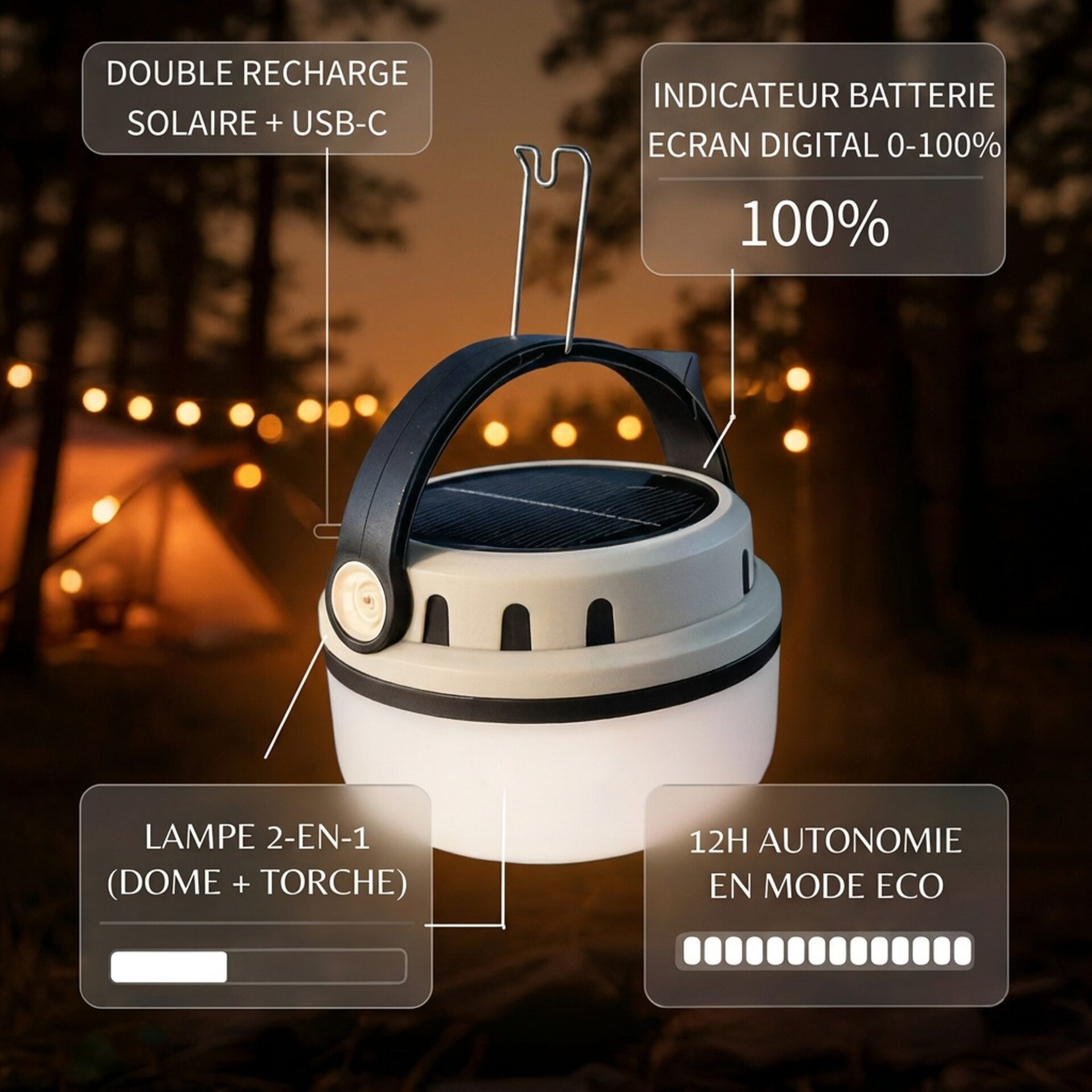 | Lampe de Poche Lanterne Portable de Camping – Image 2