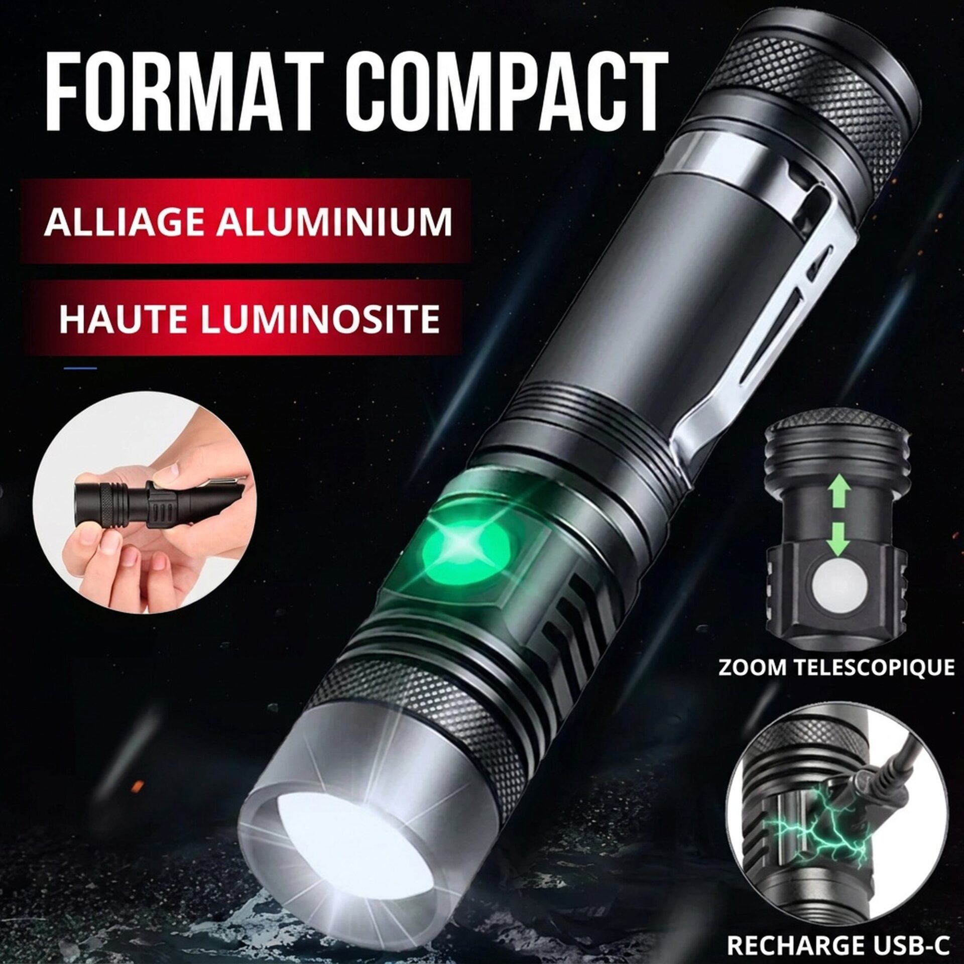 | Lampe de Poche Lampe de poche LED 800 Lumen – Image 6