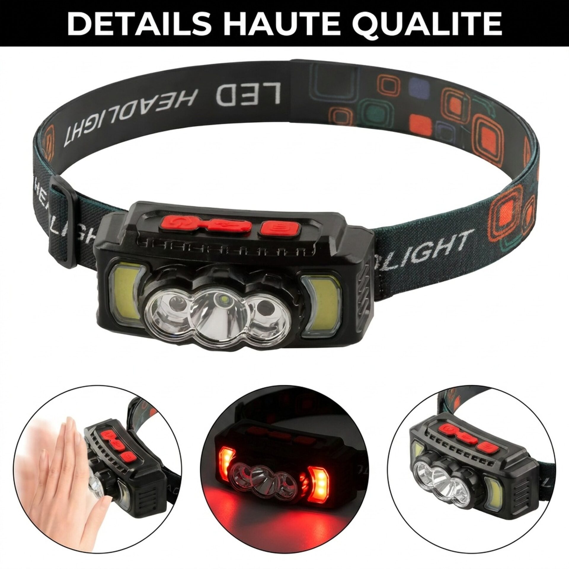 | Lampe de Poche Lampe Frontale Puissante 3 LED COB – Image 4