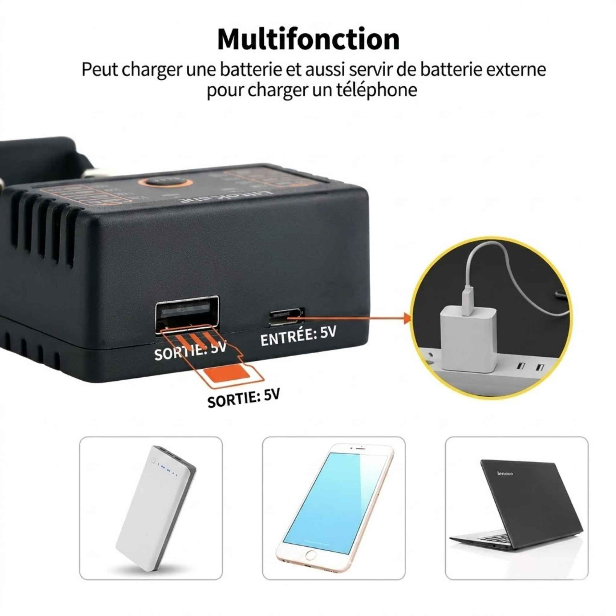 | Lampe de Poche Chargeur Batterie 21700 – Image 5