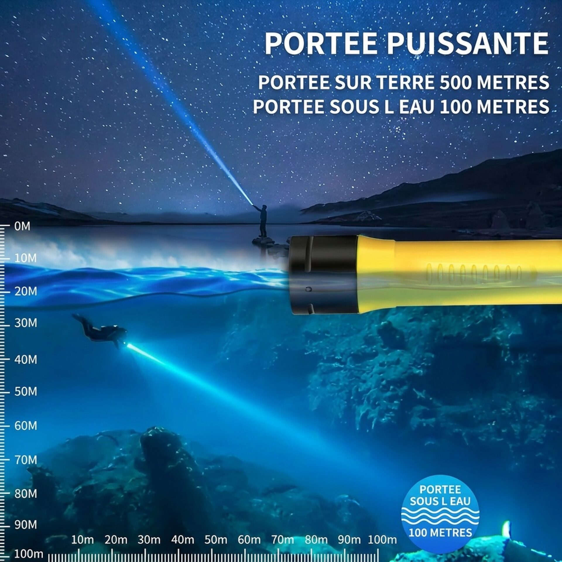 | Lampe de Poche Lampe Torche de Plongée LED Pro – Image 3