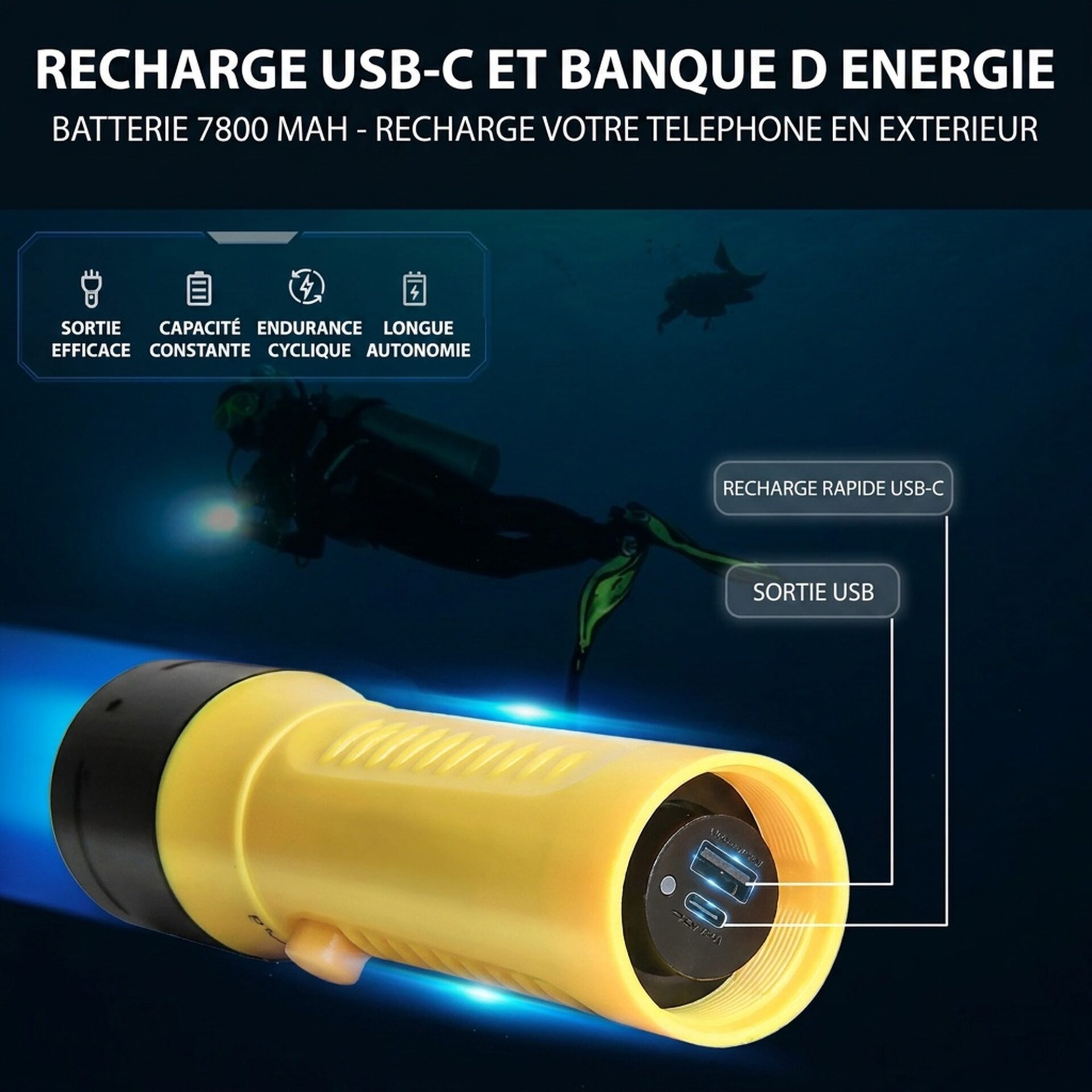 | Lampe de Poche Lampe Torche de Plongée LED Pro – Image 4