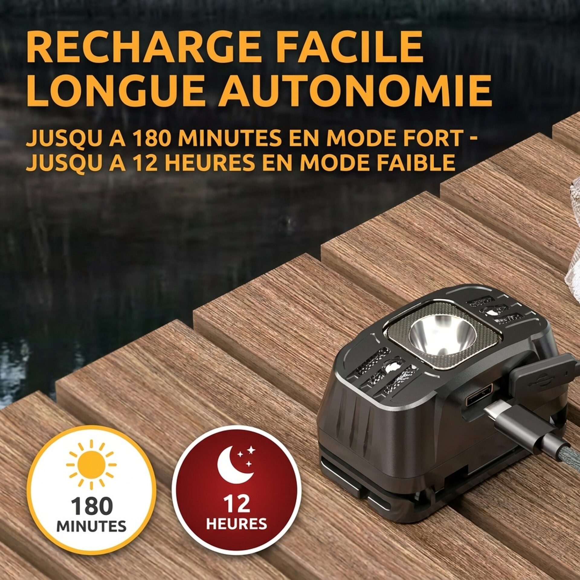 | Lampe de Poche Lampe Frontale Camping Résistante – Image 4